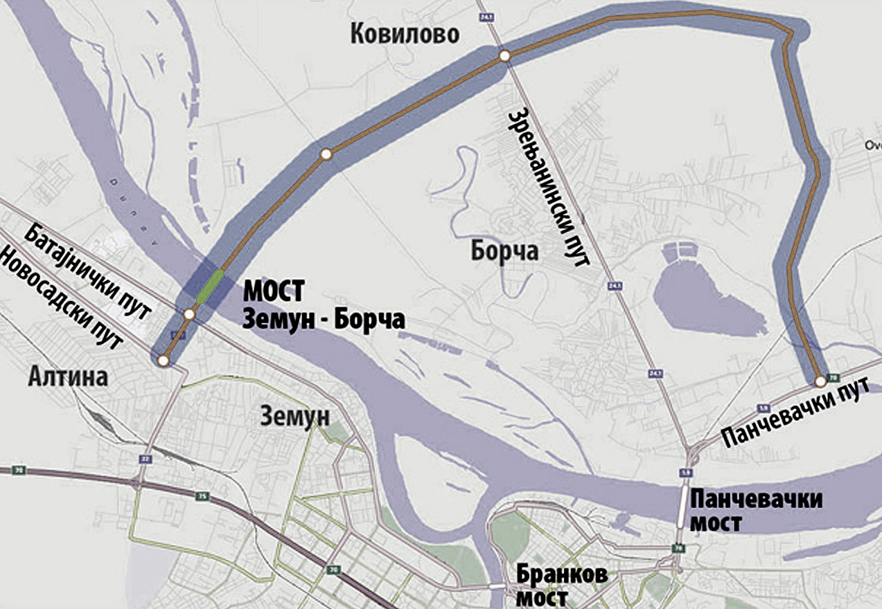 borca beograd mapa Koje će nas linije prevoziti preko Pupinovog mosta? (MAPA  borca beograd mapa