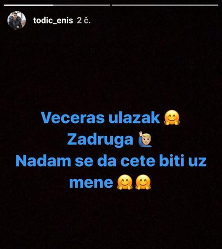 Enis Todić o ulasku u Zadrugu