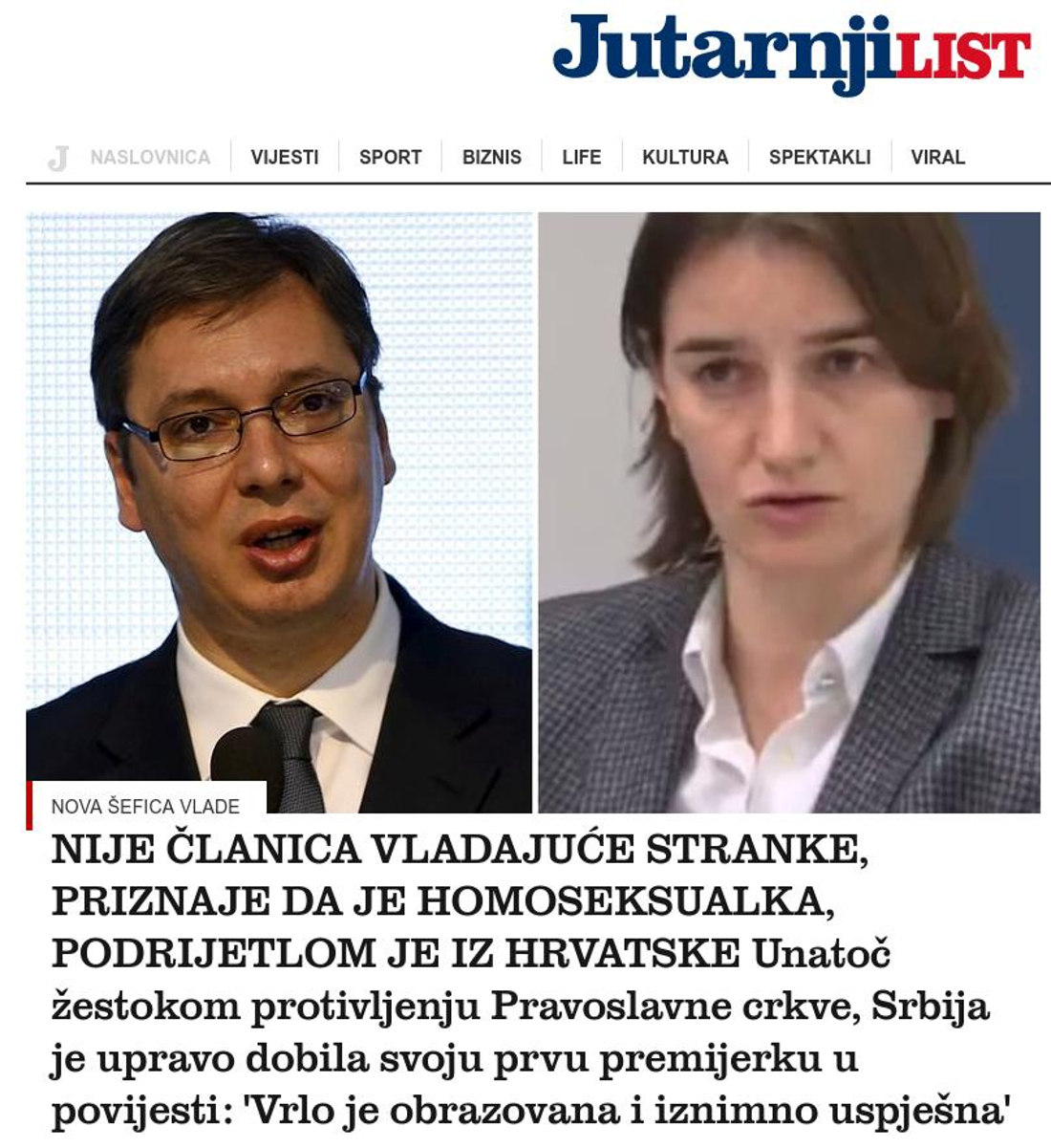 Ana Brnabić, strani  mediji
