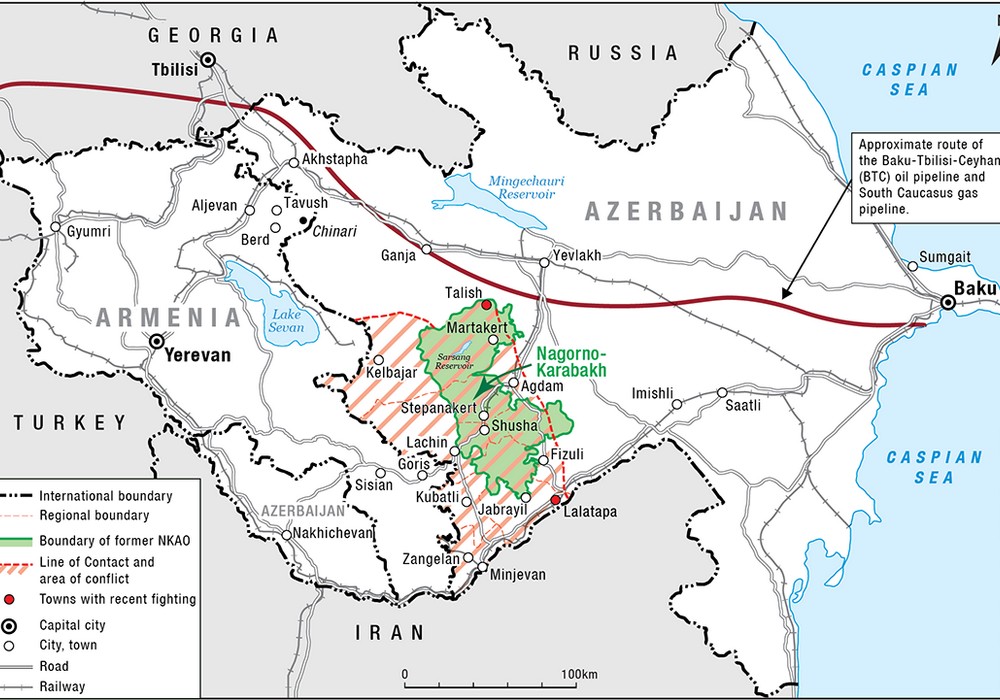 mapa region Nagorno-Karabah