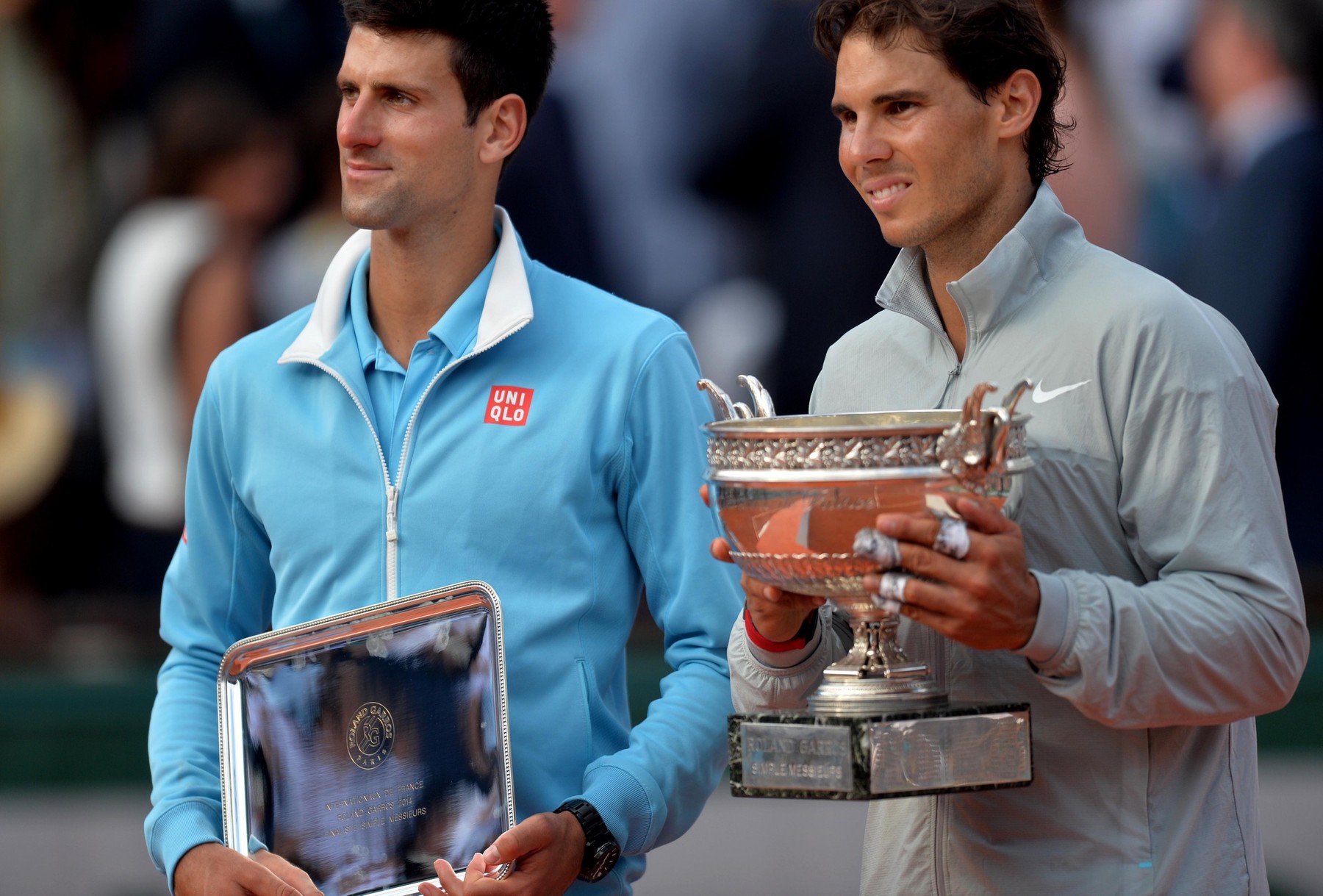 Novak Đoković i Rafael Nadal posle finala Rolan Garosa