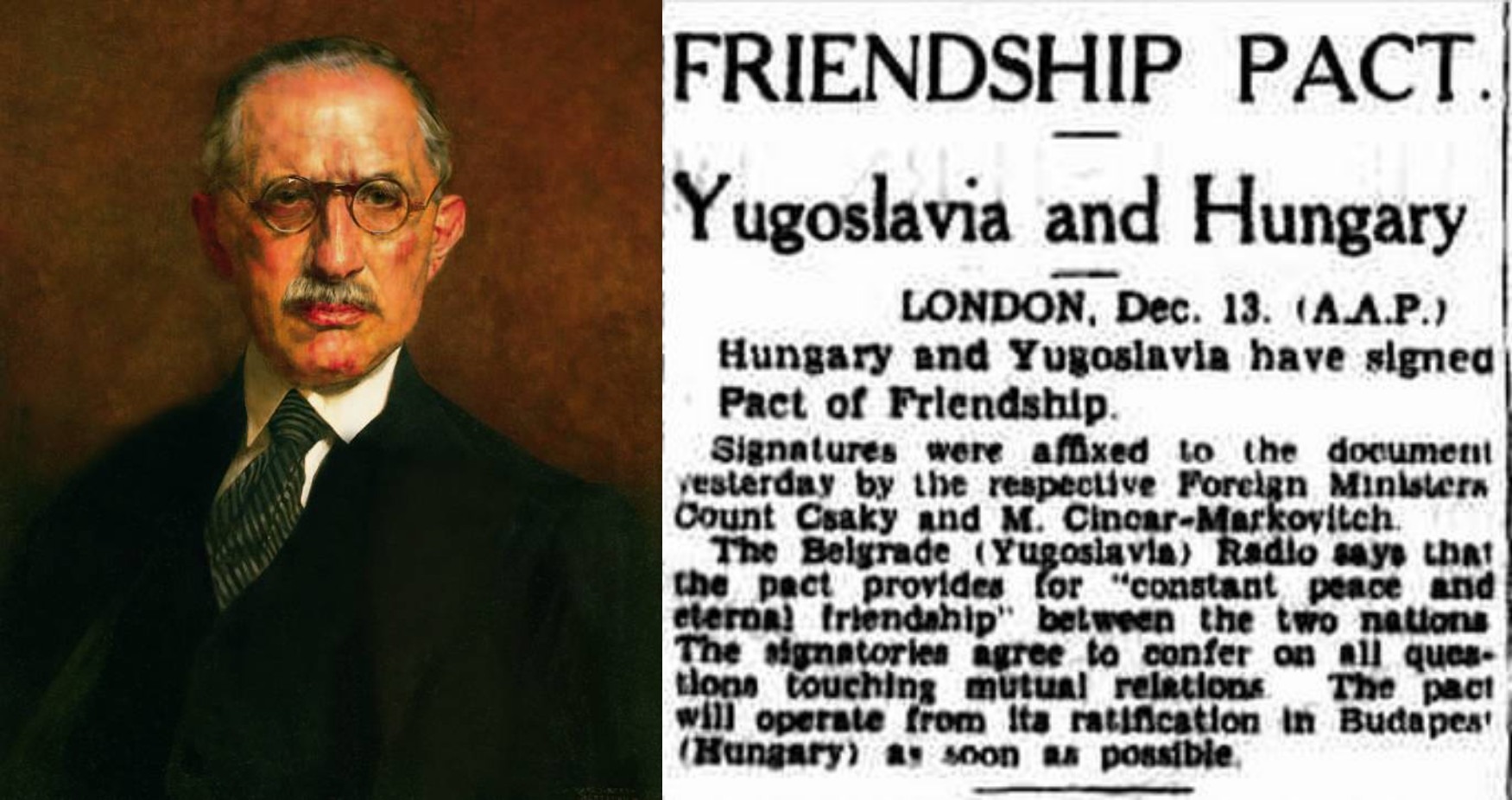 Pal Teleki i vest o sklapanju Ugovora o večnom prijateljstvu Jugoslavije i Mađarske 1940.