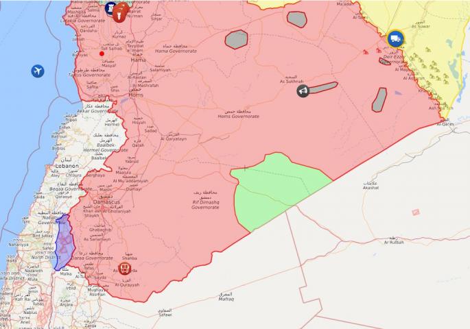 Oblast Al-Tanfa koju kontrolišu američke snage (označena zelenom bojom)
