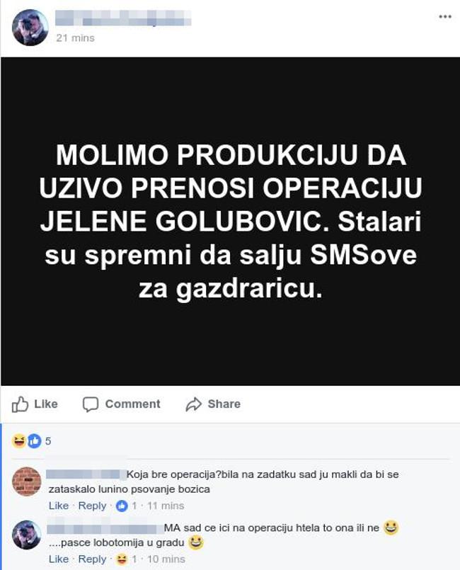 Jelena Golubović operacija
