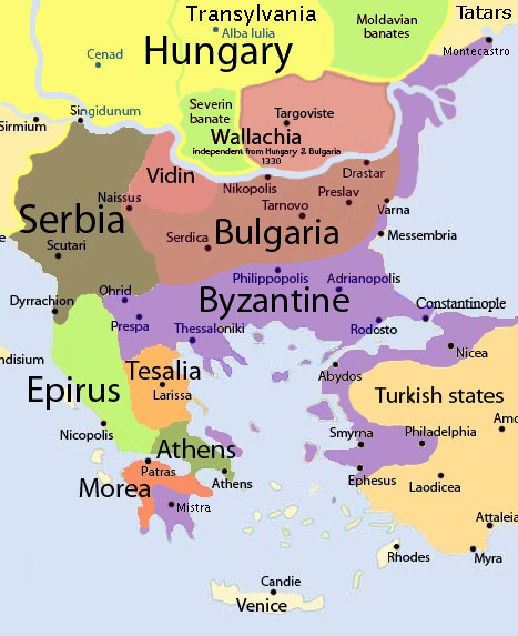 Mapa Bugarske i Vizantijskog carstva