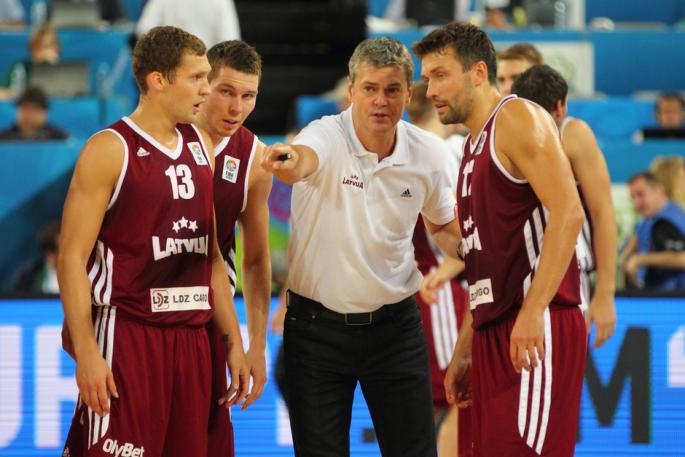 Janis Strelnieks, Dairis Bertans, Ainars Bagackis i Krištaps Janičenoks na Evrobasketu u Sloveniji 2013. godine